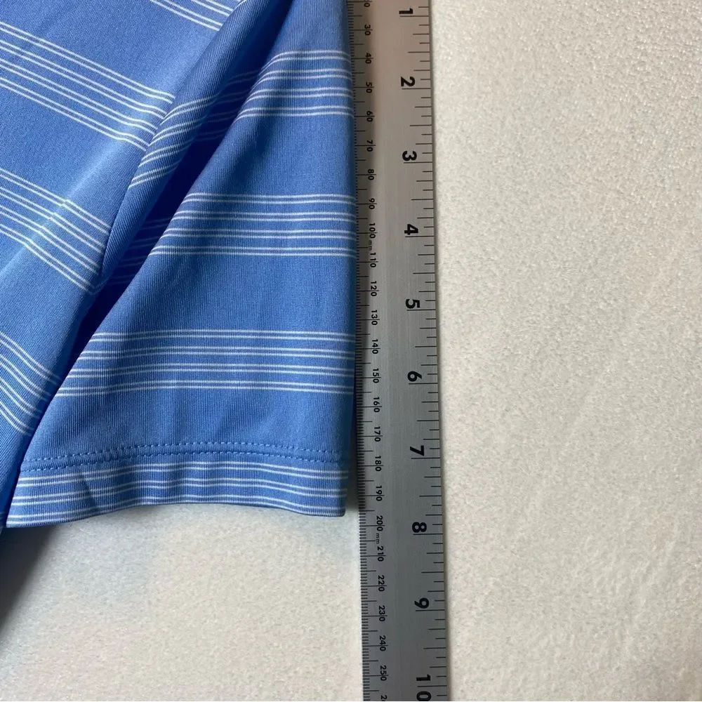 Nike Golf Dri Fit White and Blue Striped Short Sleeve Polo Size Large
